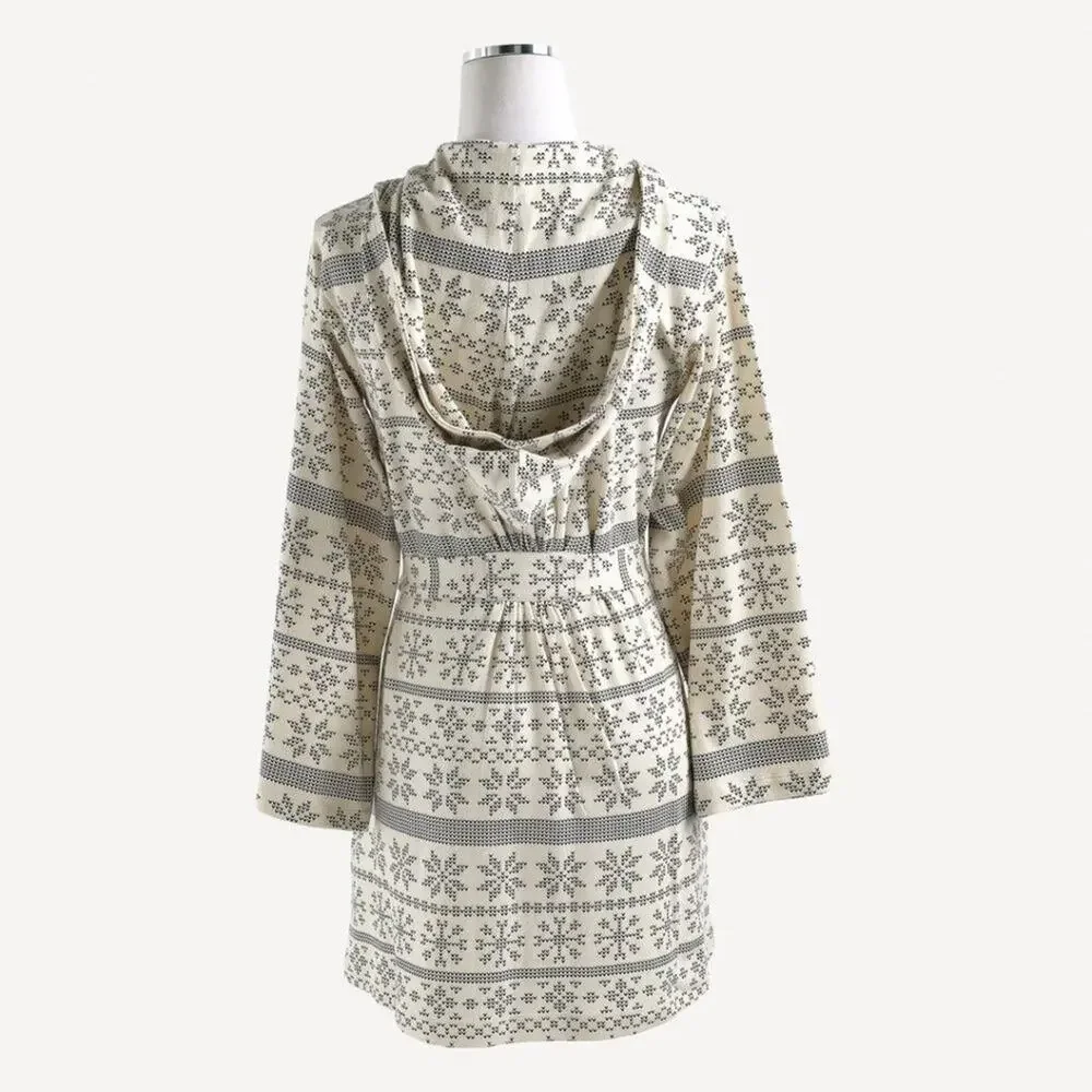 NWT Kate Quinn Hooded Pocket Robe Nordic Snowflake Organic Cotton M/L - Picture 2 of 2